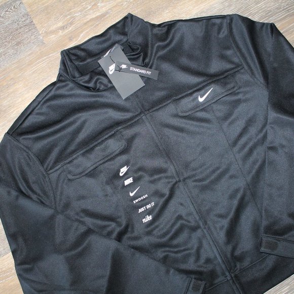 NIKE WOMEN'S PLUS SIZE BLACK LOGO TRACK JACKET - Picture 1 of 5